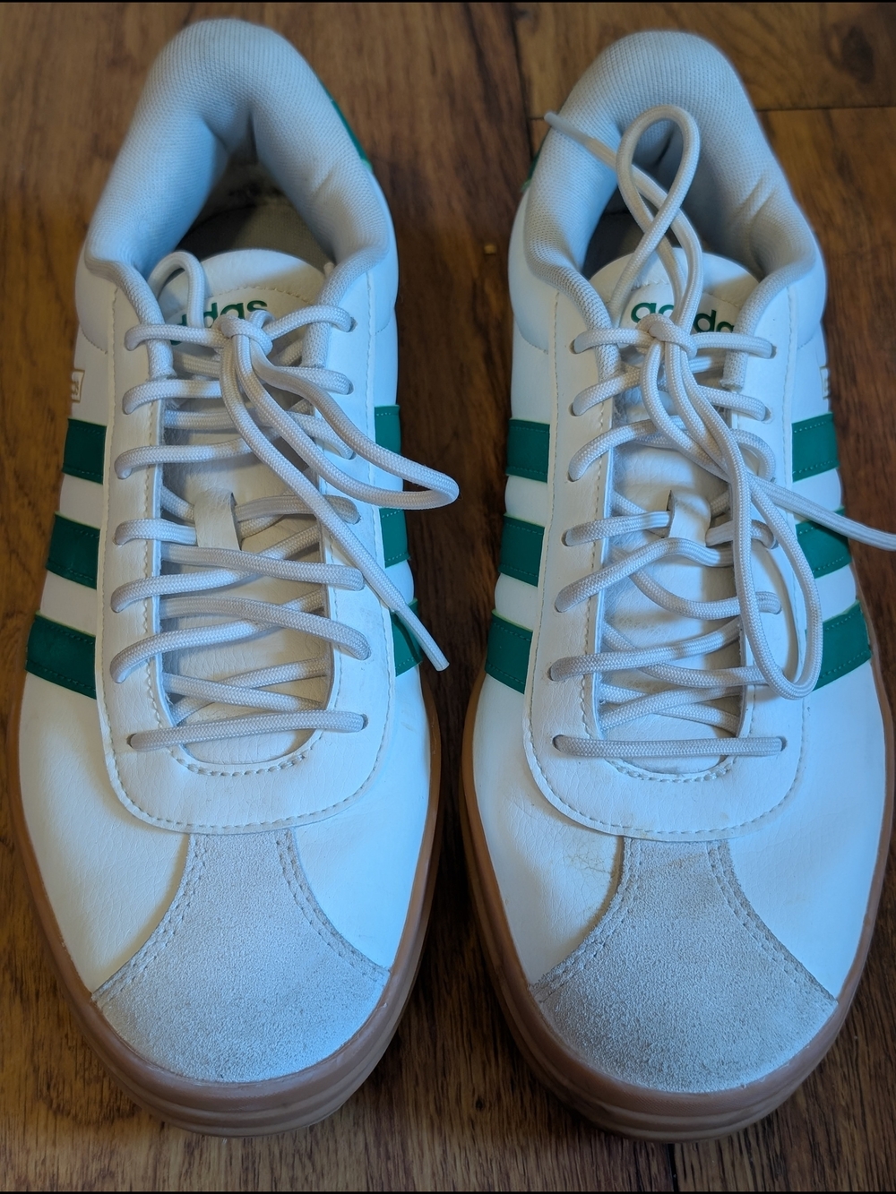Adidas Women's White and Green VL Bold Court Sneakers
